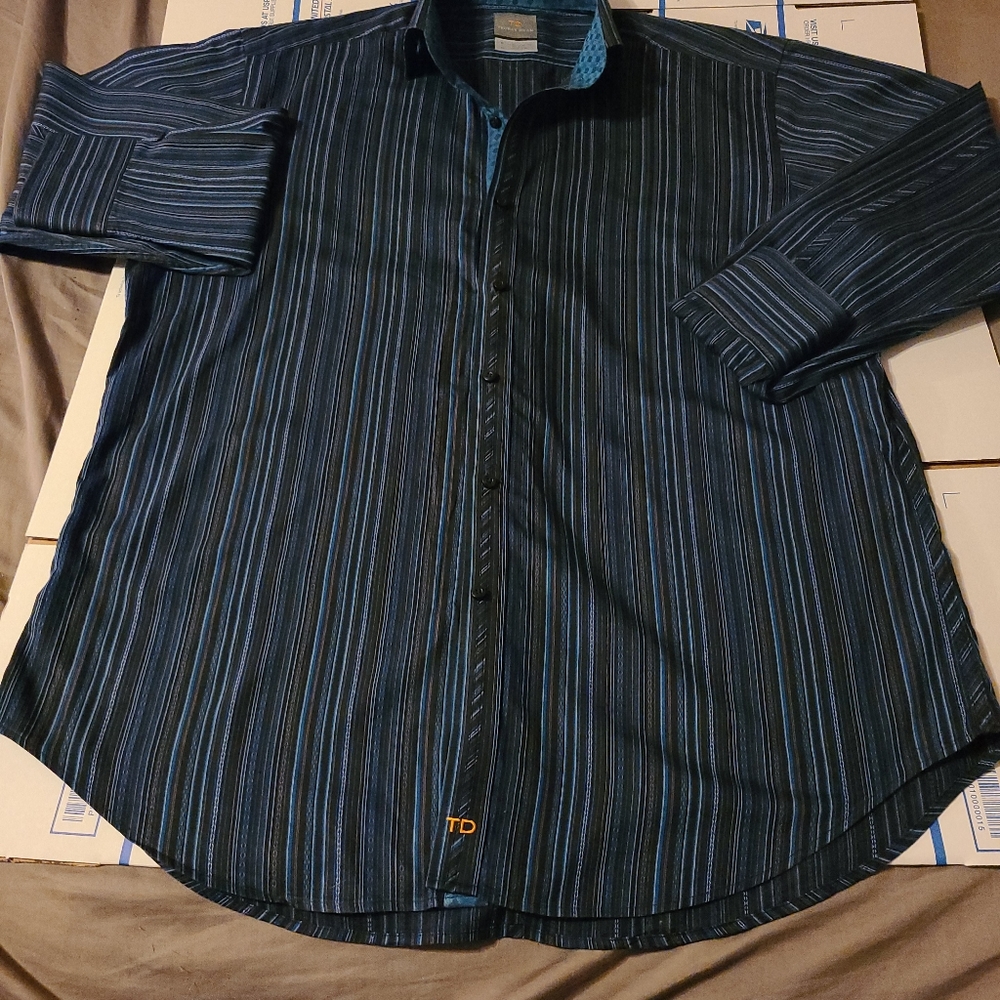 Thomas Dean Mens Size XL Dress Shirt